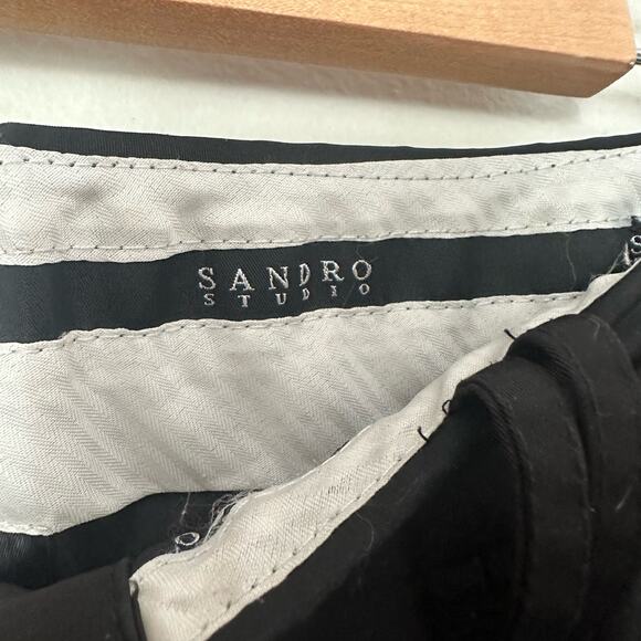 Sandro Studio Black Classic Minimalist Basic Mid Rise Dress Pants Size 12 - Picture 9 of 10